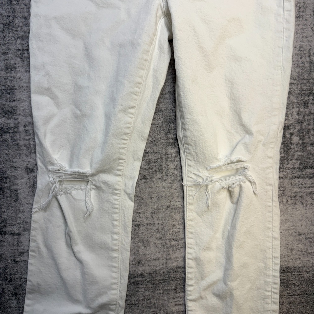 Madewell Jeans Womens 27 White Slim BoyJean Distressed Straight Party Preppy - Picture 6 of 12
